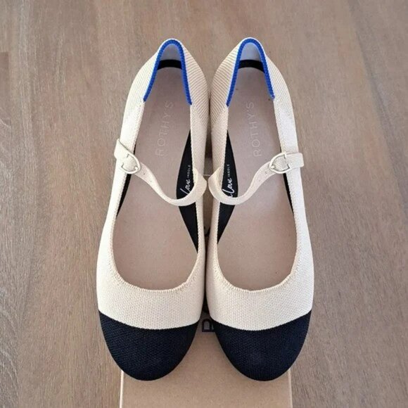 ROTHY'S The Mary Jane Heel - Color: Cream Captoe - Size: 7 - Picture 3 of 11